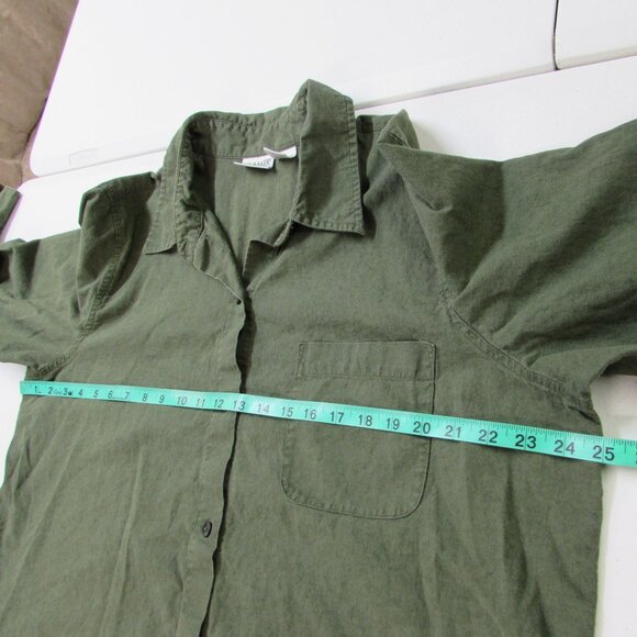 Liz Baker Woman Olive Green Linen/Cotton Button Down Top 1X - Picture 5 of 12